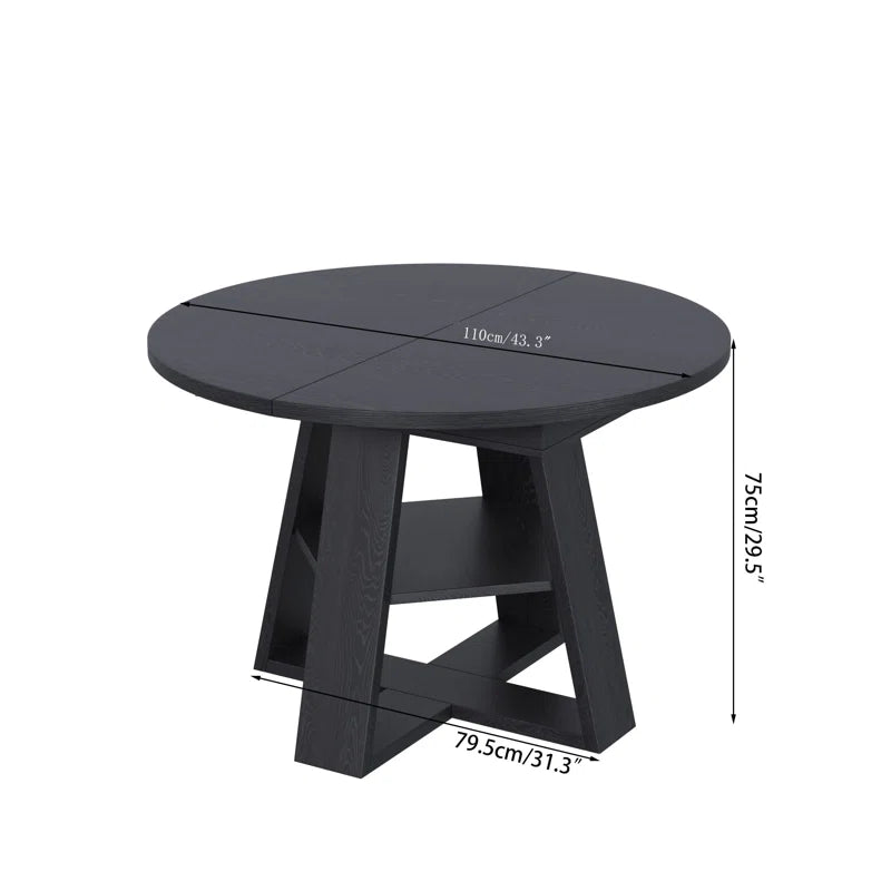 Extendable Dining Table For 4-6 People, Round Dining Table