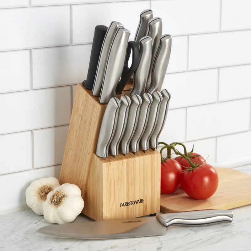 Farberware 15-Piece High Carbon Stainless Steel Knife Block Set