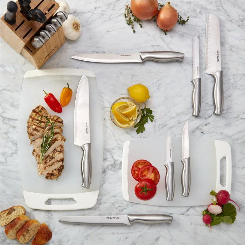 Farberware 15-Piece High Carbon Stainless Steel Knife Block Set