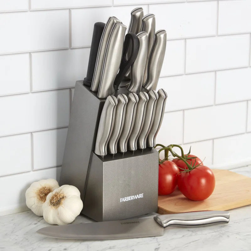 Farberware 15-Piece High Carbon Stainless Steel Knife Block Set