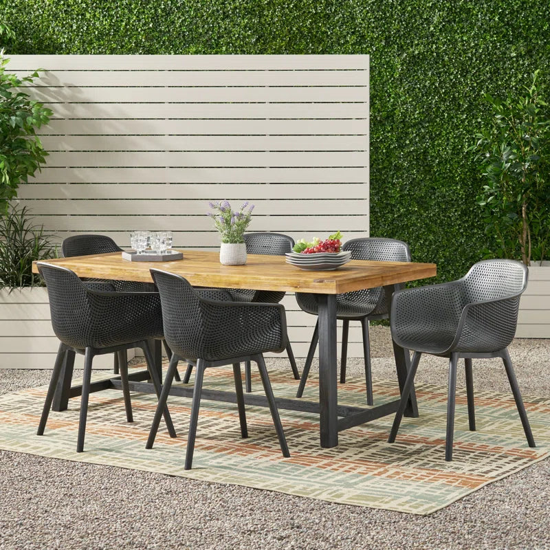 Filmore 6 - Person Acacia Patio Dining Set with Rectangular Table
