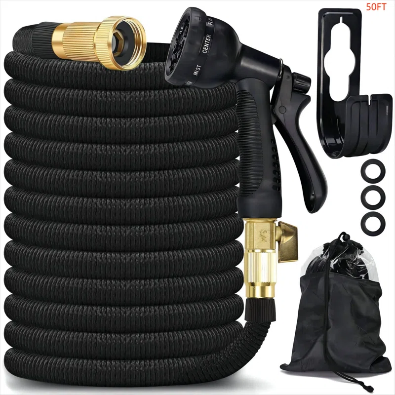 Garden Hose, Premium Hose for Watering Plants and Lawns - Flexible & Durable with 3/4 Crush Resistant Solid Brass Fittings
