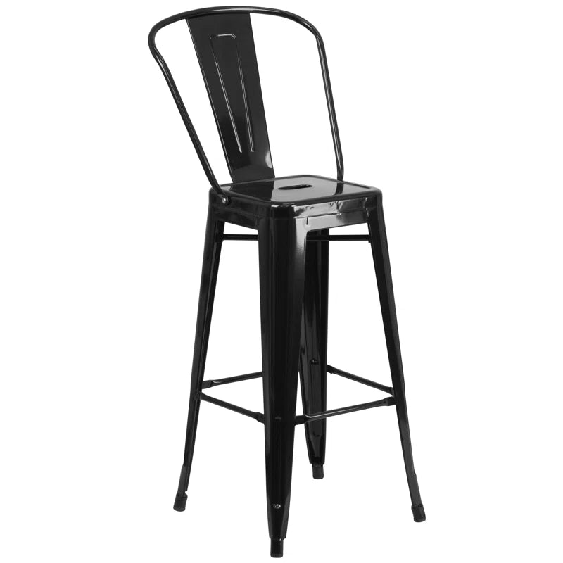 Genece Round Metal Indoor-Outdoor Bar Table Set with 2 Stools