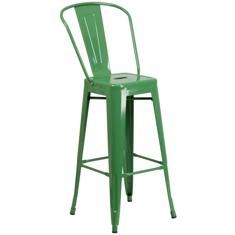 Genece Round Metal Indoor-Outdoor Bar Table Set with 2 Stools
