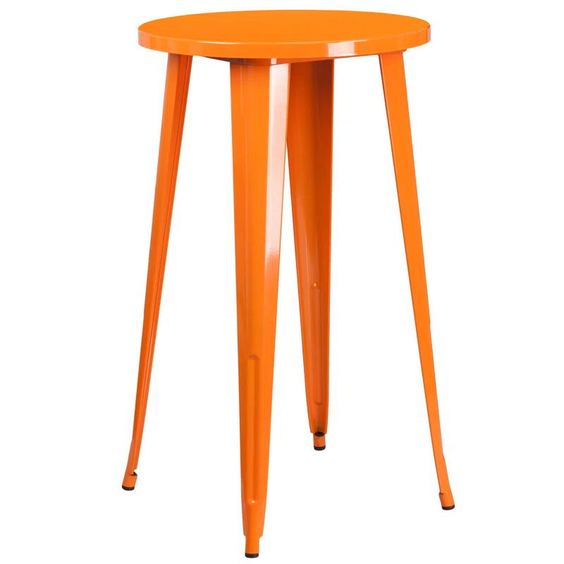 Genece Round Metal Indoor-Outdoor Bar Table Set with 2 Stools