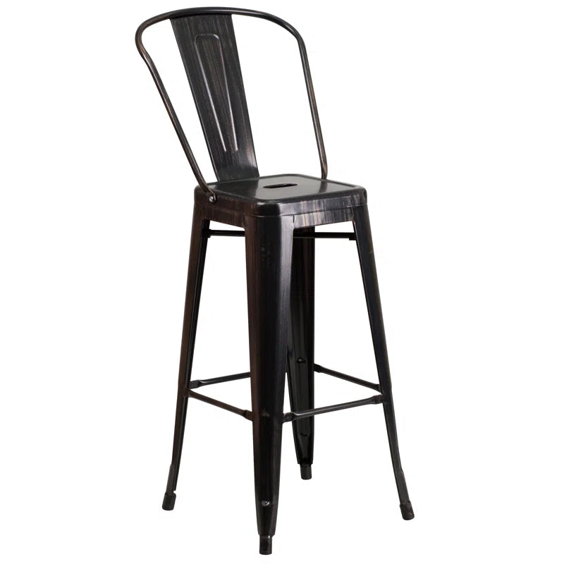 Genece Round Metal Indoor-Outdoor Bar Table Set with 2 Stools