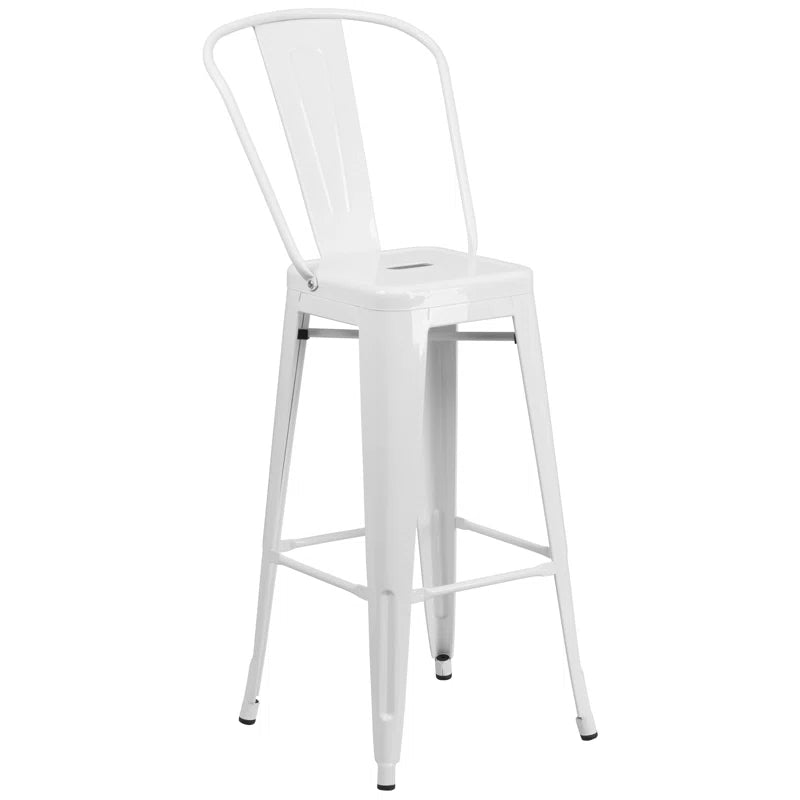 Genece Round Metal Indoor-Outdoor Bar Table Set with 2 Stools