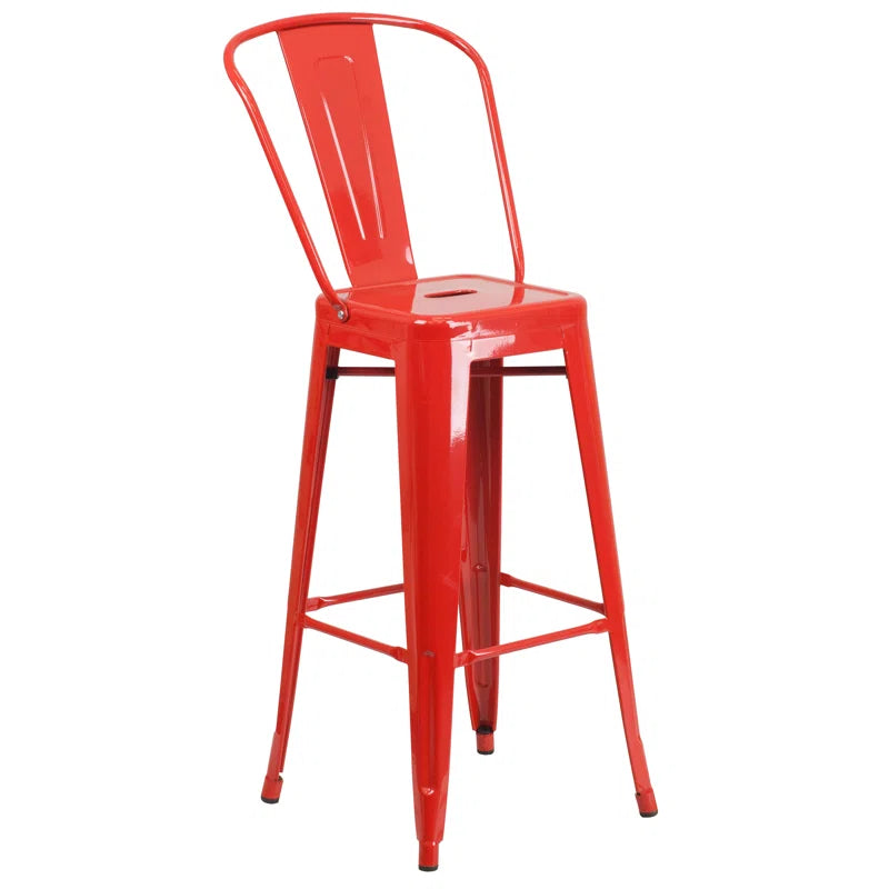 Genece Round Metal Indoor-Outdoor Bar Table Set with 2 Stools