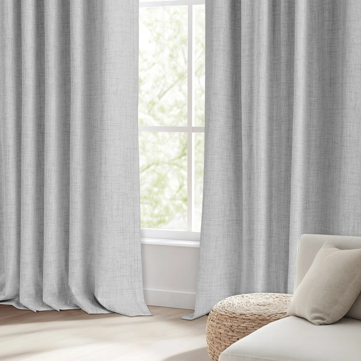 Graciella Thermal Insulated Faux Linen Textured 100% Blackout Curtains for Bedroom Living Room Back Tab/Rod Pocket (Set of 2)