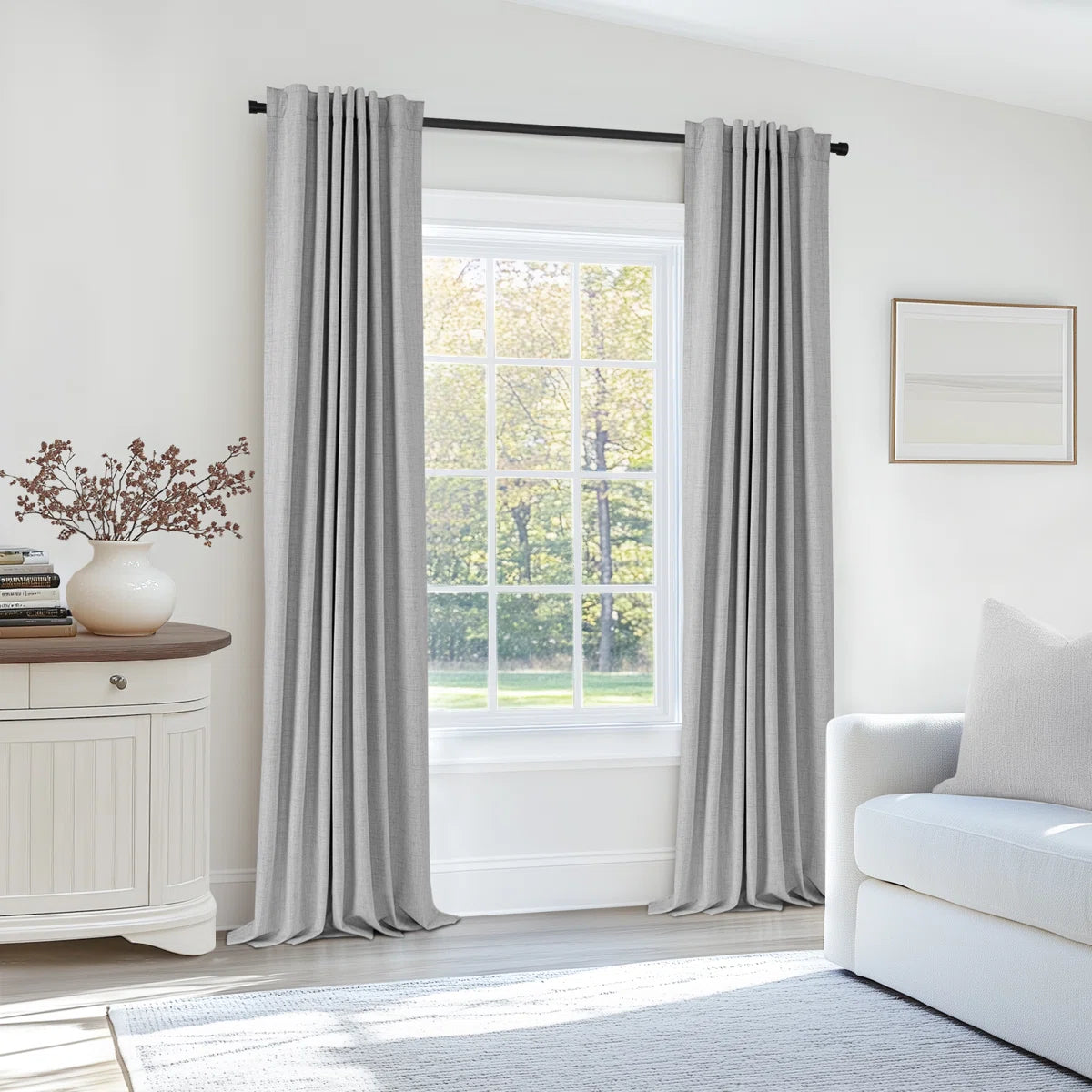 Graciella Thermal Insulated Faux Linen Textured 100% Blackout Curtains for Bedroom Living Room Back Tab/Rod Pocket (Set of 2)