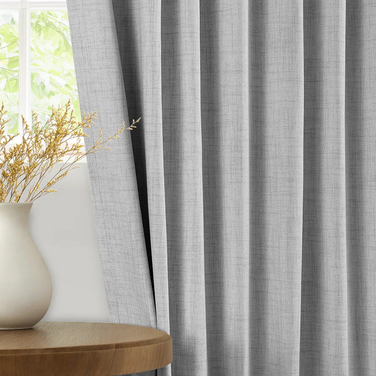 Graciella Thermal Insulated Faux Linen Textured 100% Blackout Curtains for Bedroom Living Room Back Tab/Rod Pocket (Set of 2)
