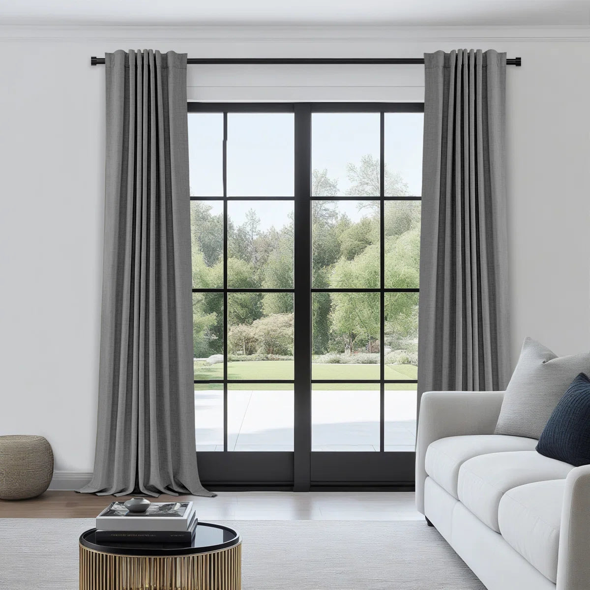 Graciella Thermal Insulated Faux Linen Textured 100% Blackout Curtains for Bedroom Living Room Back Tab/Rod Pocket (Set of 2)