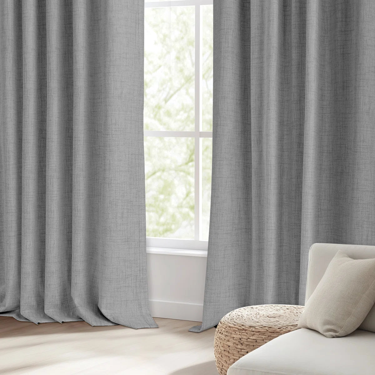 Graciella Thermal Insulated Faux Linen Textured 100% Blackout Curtains for Bedroom Living Room Back Tab/Rod Pocket (Set of 2)