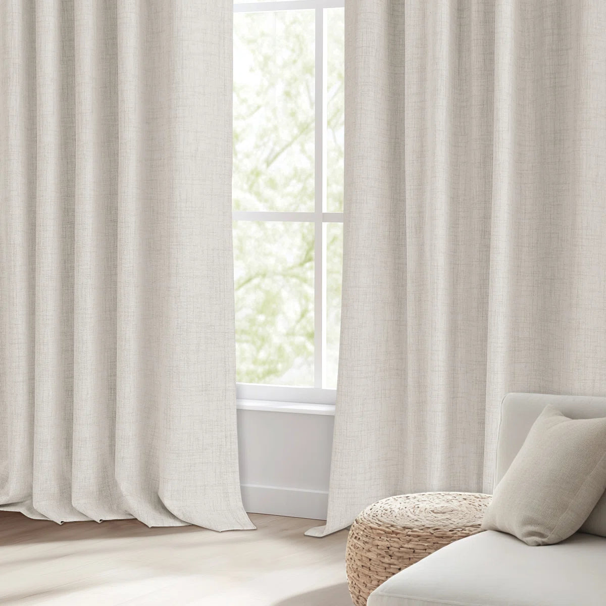 Graciella Thermal Insulated Faux Linen Textured 100% Blackout Curtains for Bedroom Living Room Back Tab/Rod Pocket (Set of 2)