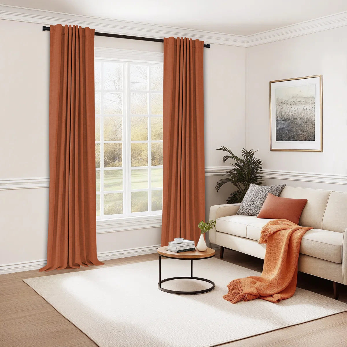 Graciella Thermal Insulated Faux Linen Textured 100% Blackout Curtains for Bedroom Living Room Back Tab/Rod Pocket (Set of 2)