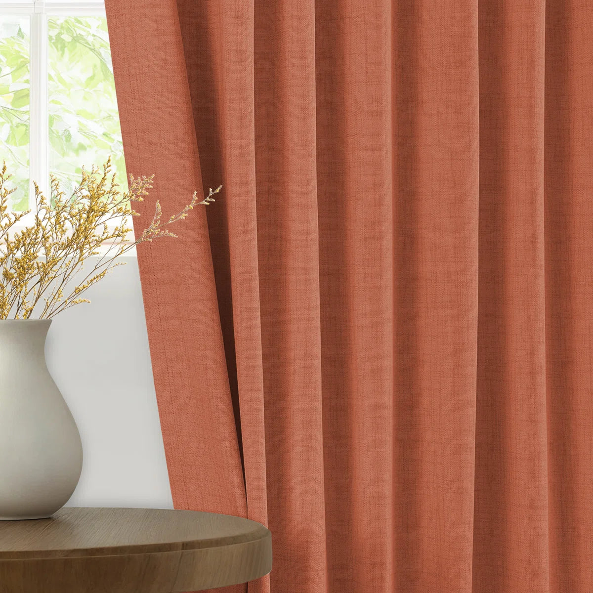 Graciella Thermal Insulated Faux Linen Textured 100% Blackout Curtains for Bedroom Living Room Back Tab/Rod Pocket (Set of 2)