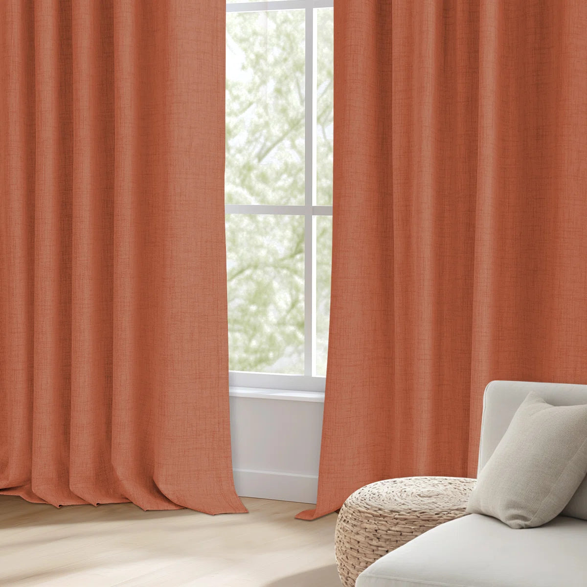 Graciella Thermal Insulated Faux Linen Textured 100% Blackout Curtains for Bedroom Living Room Back Tab/Rod Pocket (Set of 2)