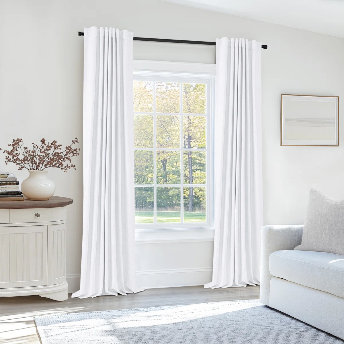 Graciella Thermal Insulated Faux Linen Textured 100% Blackout Curtains for Bedroom Living Room Back Tab/Rod Pocket (Set of 2)