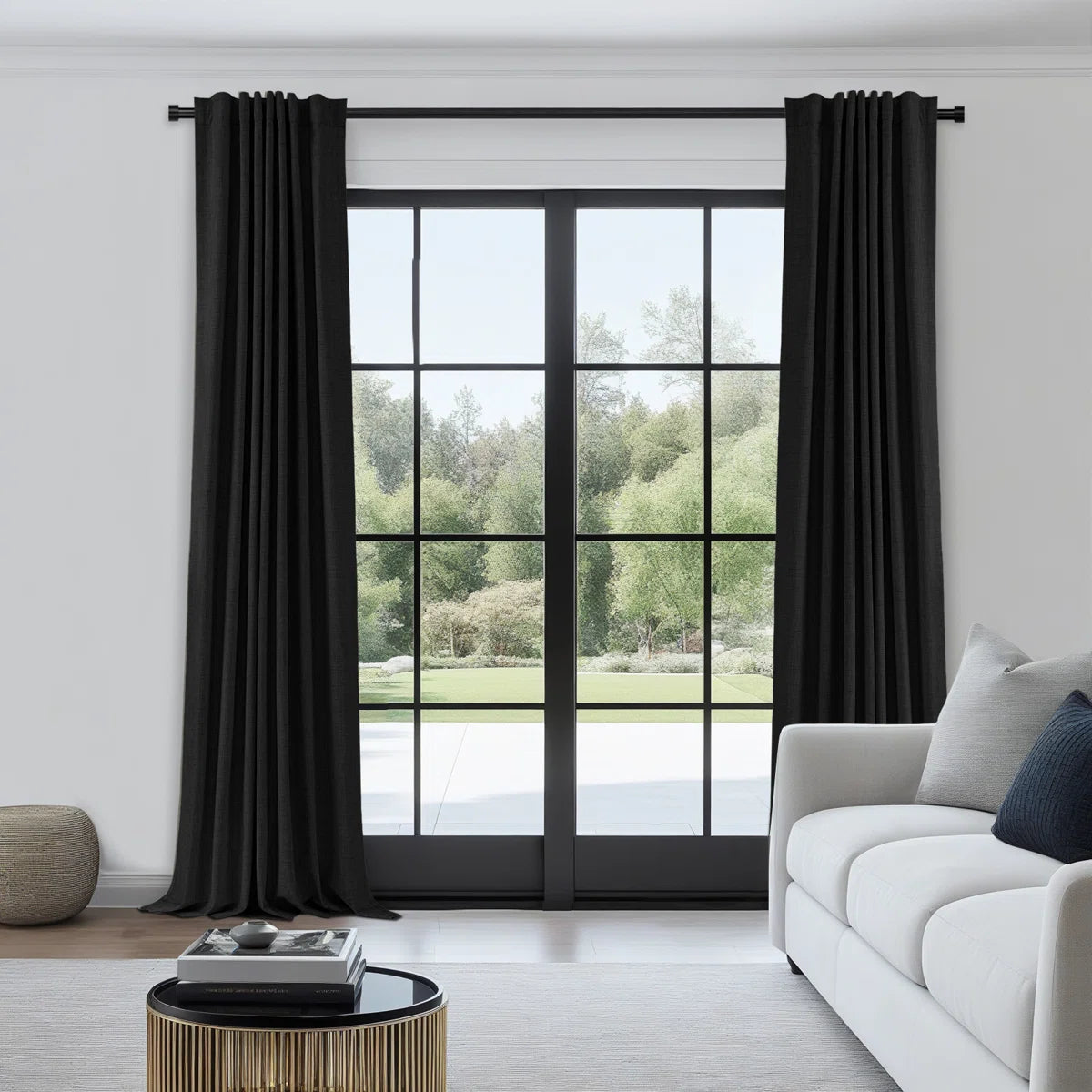 Graciella Thermal Insulated Faux Linen Textured 100% Blackout Curtains for Bedroom Living Room Back Tab/Rod Pocket (Set of 2)