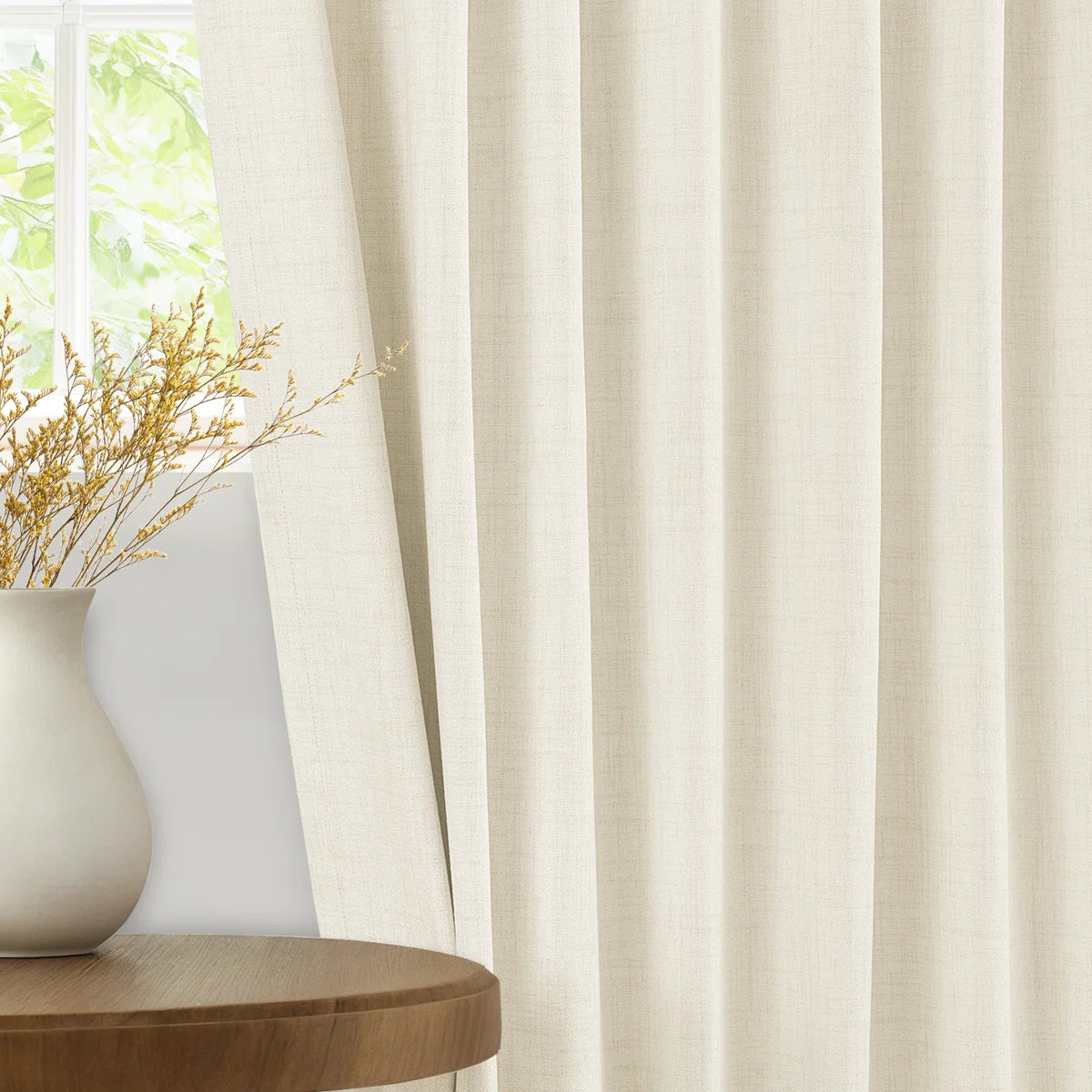 Graciella Thermal Insulated Faux Linen Textured 100% Blackout Curtains for Bedroom Living Room Back Tab/Rod Pocket (Set of 2)