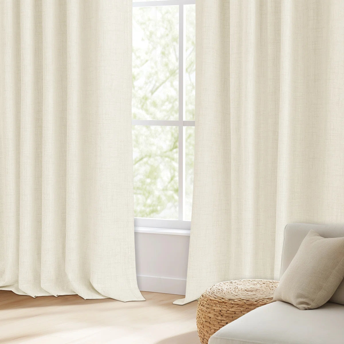 Graciella Thermal Insulated Faux Linen Textured 100% Blackout Curtains for Bedroom Living Room Back Tab/Rod Pocket (Set of 2)
