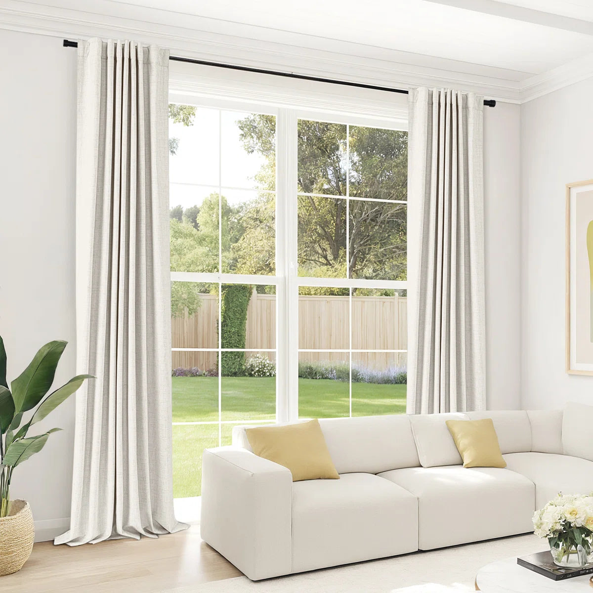 Graciella Thermal Insulated Faux Linen Textured 100% Blackout Curtains for Bedroom Living Room Back Tab/Rod Pocket (Set of 2)