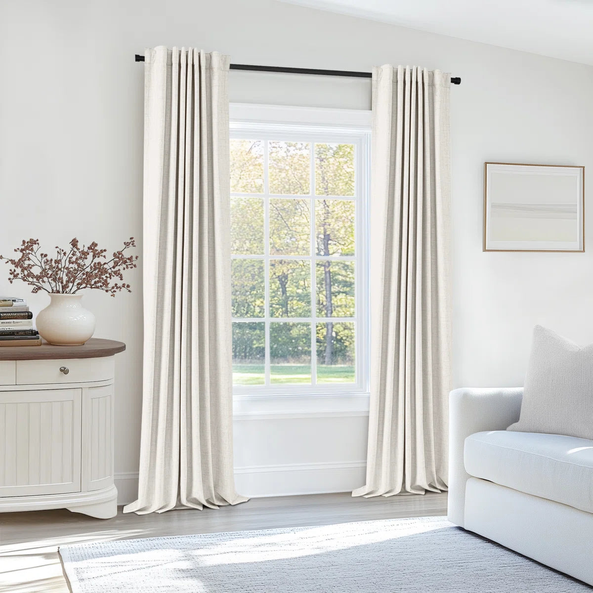 Graciella Thermal Insulated Faux Linen Textured 100% Blackout Curtains for Bedroom Living Room Back Tab/Rod Pocket (Set of 2)