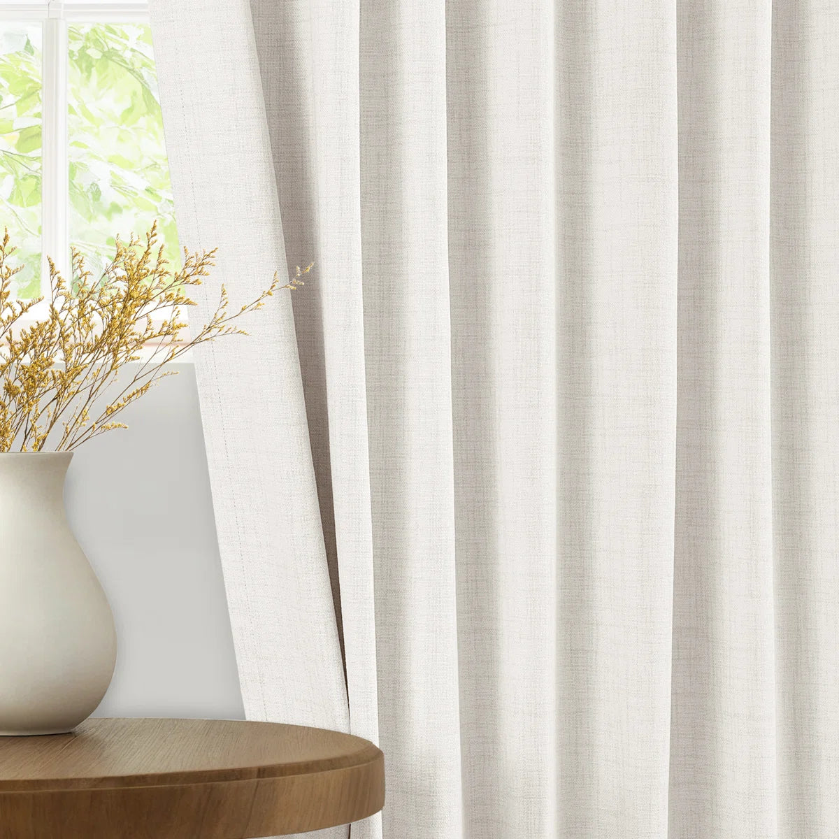 Graciella Thermal Insulated Faux Linen Textured 100% Blackout Curtains for Bedroom Living Room Back Tab/Rod Pocket (Set of 2)