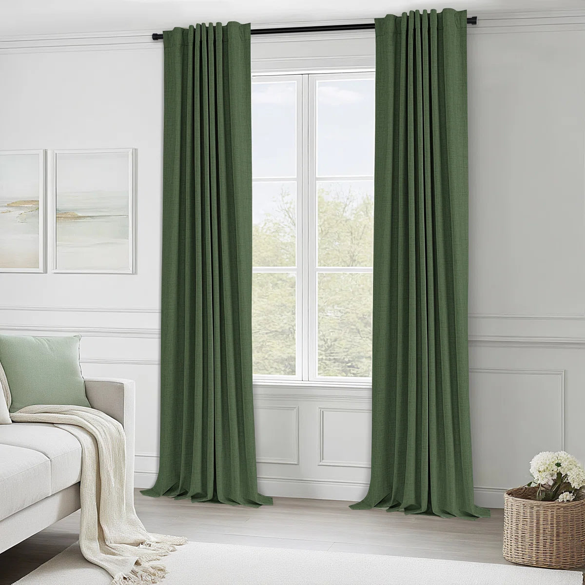 Graciella Thermal Insulated Faux Linen Textured 100% Blackout Curtains for Bedroom Living Room Back Tab/Rod Pocket (Set of 2)