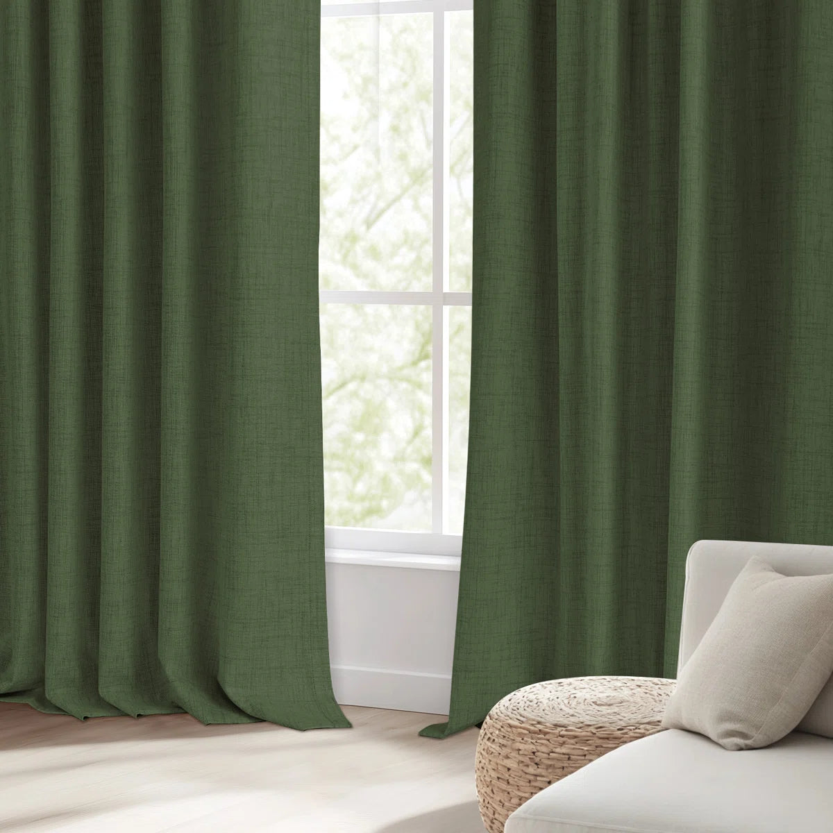 Graciella Thermal Insulated Faux Linen Textured 100% Blackout Curtains for Bedroom Living Room Back Tab/Rod Pocket (Set of 2)