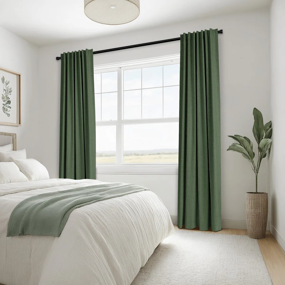 Graciella Thermal Insulated Faux Linen Textured 100% Blackout Curtains for Bedroom Living Room Back Tab/Rod Pocket (Set of 2)