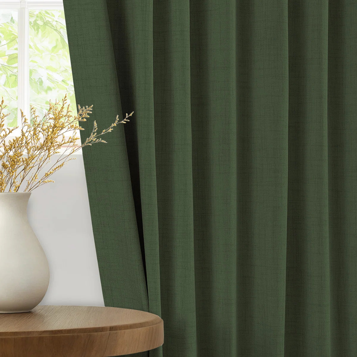 Graciella Thermal Insulated Faux Linen Textured 100% Blackout Curtains for Bedroom Living Room Back Tab/Rod Pocket (Set of 2)