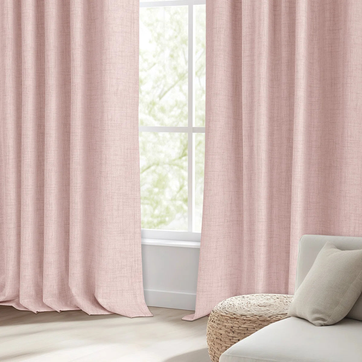 Graciella Thermal Insulated Faux Linen Textured 100% Blackout Curtains for Bedroom Living Room Back Tab/Rod Pocket (Set of 2)