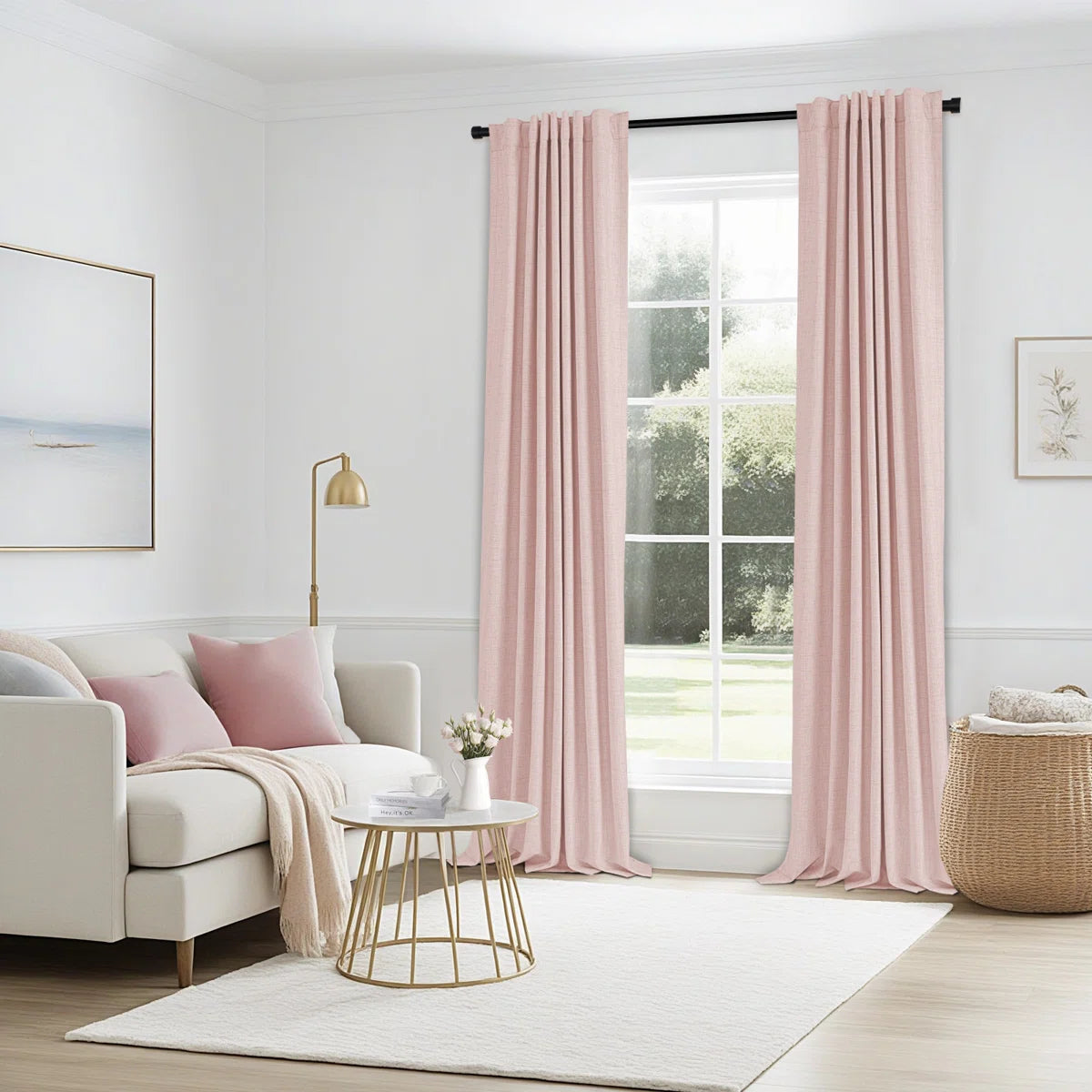 Graciella Thermal Insulated Faux Linen Textured 100% Blackout Curtains for Bedroom Living Room Back Tab/Rod Pocket (Set of 2)