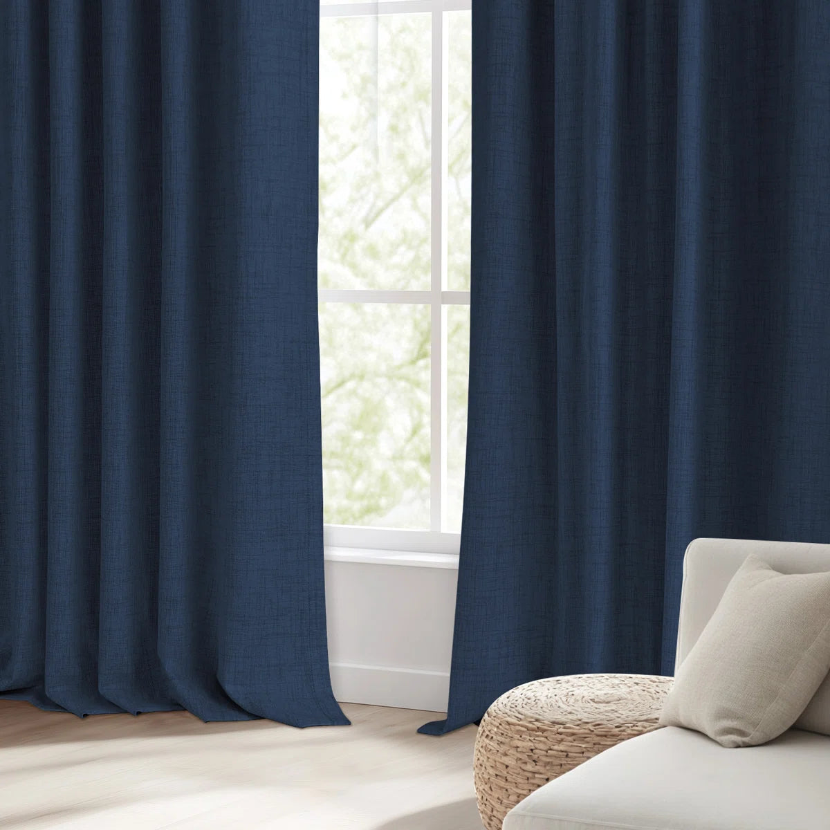 Graciella Thermal Insulated Faux Linen Textured 100% Blackout Curtains for Bedroom Living Room Back Tab/Rod Pocket (Set of 2)