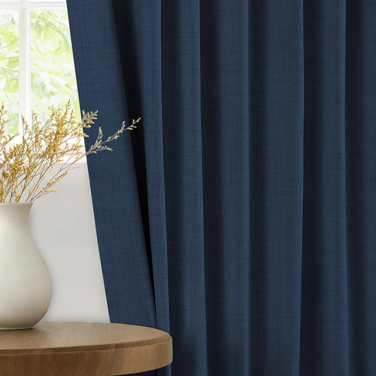 Graciella Thermal Insulated Faux Linen Textured 100% Blackout Curtains for Bedroom Living Room Back Tab/Rod Pocket (Set of 2)