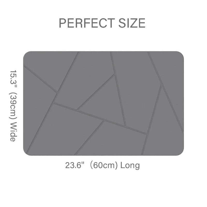Gray Hard Diatomite Quick-Dry Stone Bath Mat - 24" X 15" with Irregular Lines