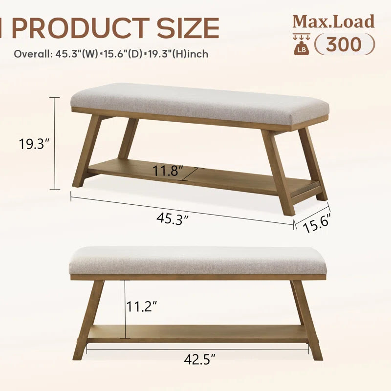 Hahnville 45.3" W Polyester Upholstered Storage Bench