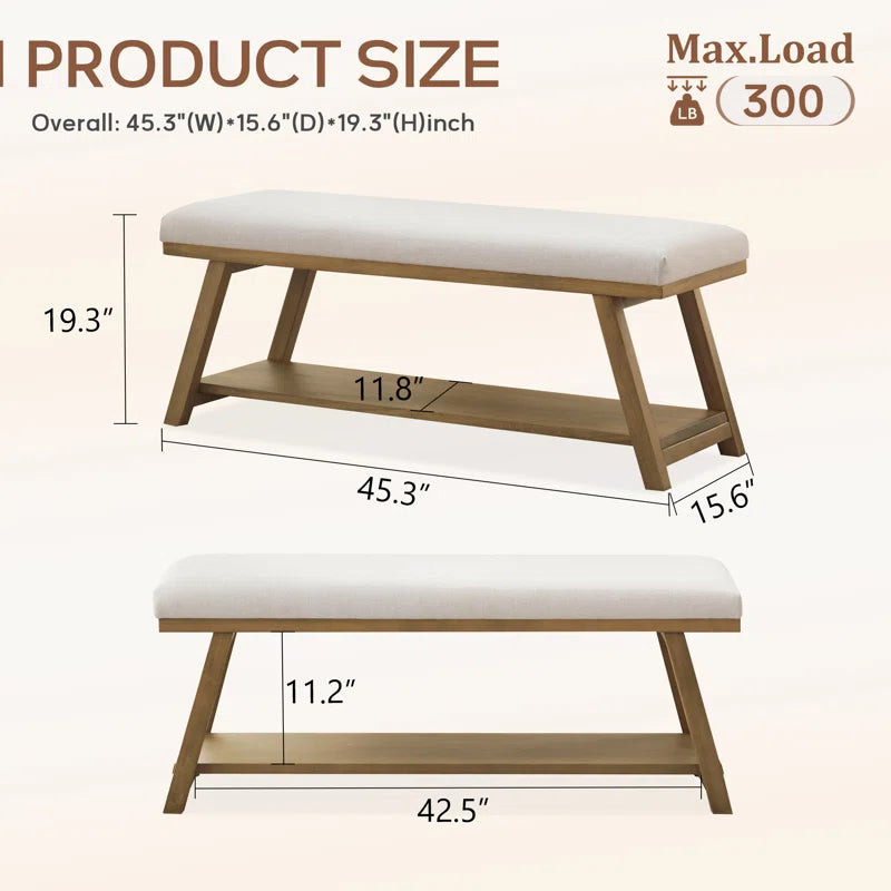 Hahnville 45.3" W Polyester Upholstered Storage Bench