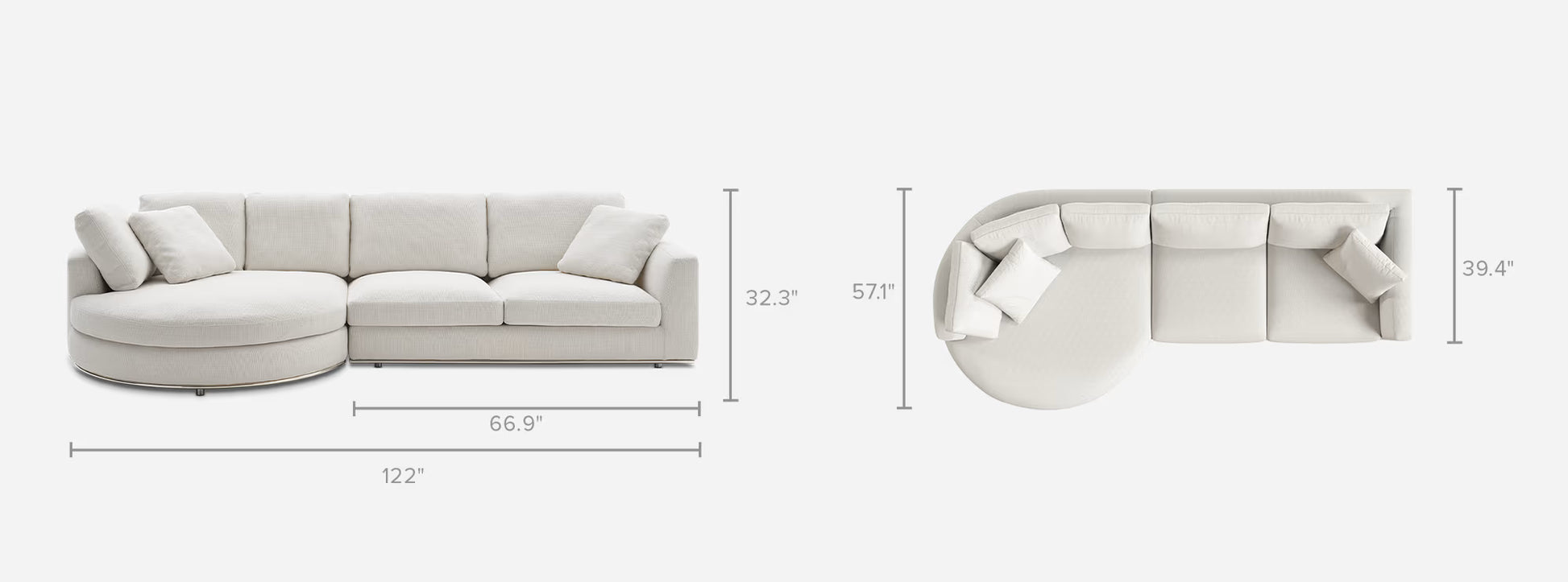 Hamilton Leather Round Chaise Sectional Sofa