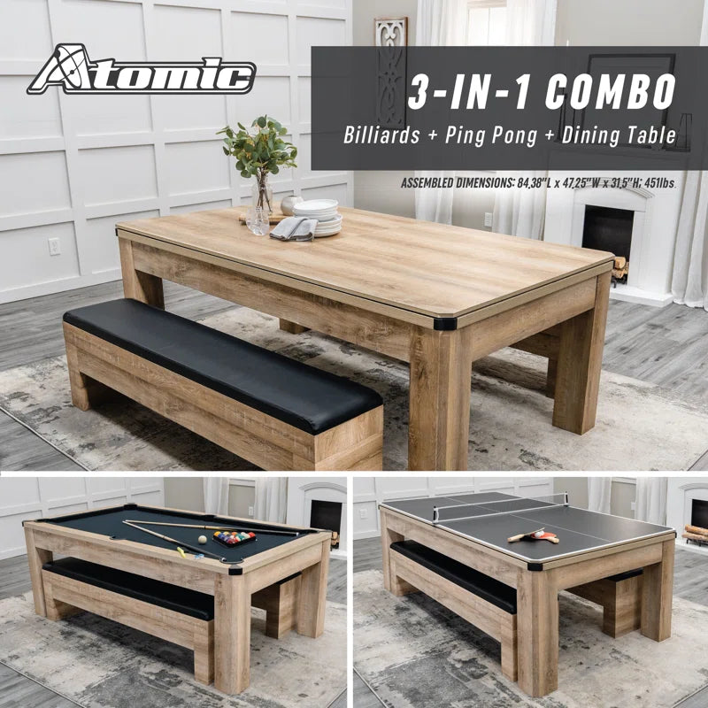 Hampton 3-in-1 Combination Table Includes Billiards, Table Tennis & Dining Table