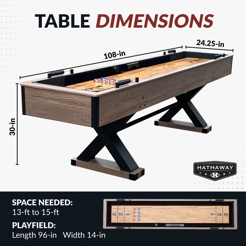 9 Ft Shuffleboard Table for Arcade Game Room