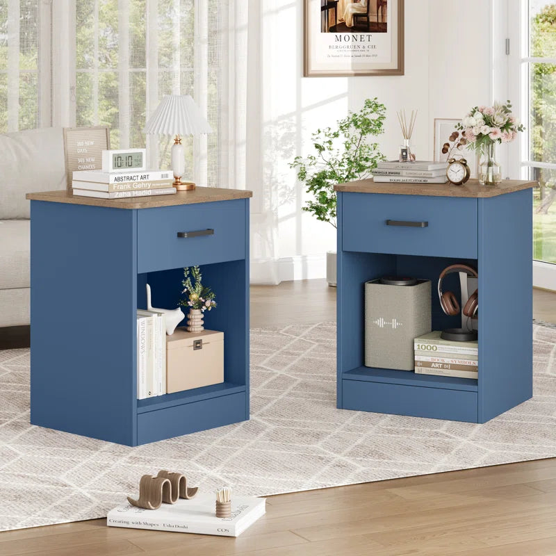 Ignacio 23.6" H 17.7" W Mid-Century Modern Wood Nightstand Sets, 1-Drawer with Storage