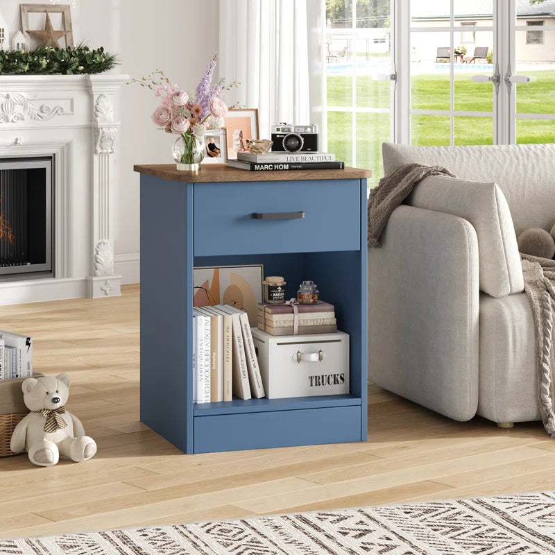 Ignacio 23.6" H 17.7" W Mid-Century Modern Wood Nightstand Sets, 1-Drawer with Storage