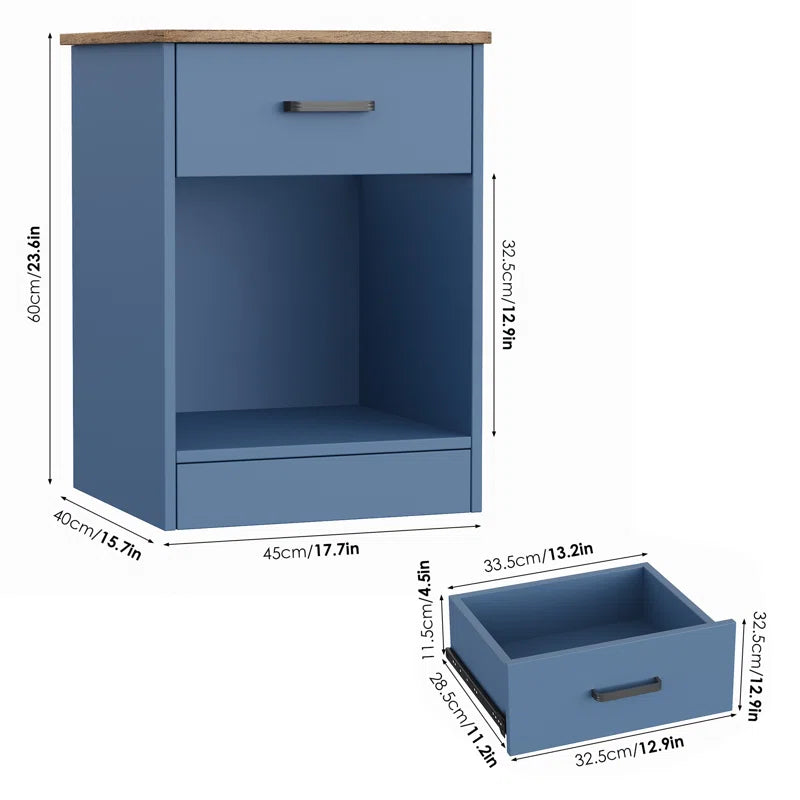 Ignacio 23.6" H 17.7" W Mid-Century Modern Wood Nightstand Sets, 1-Drawer with Storage