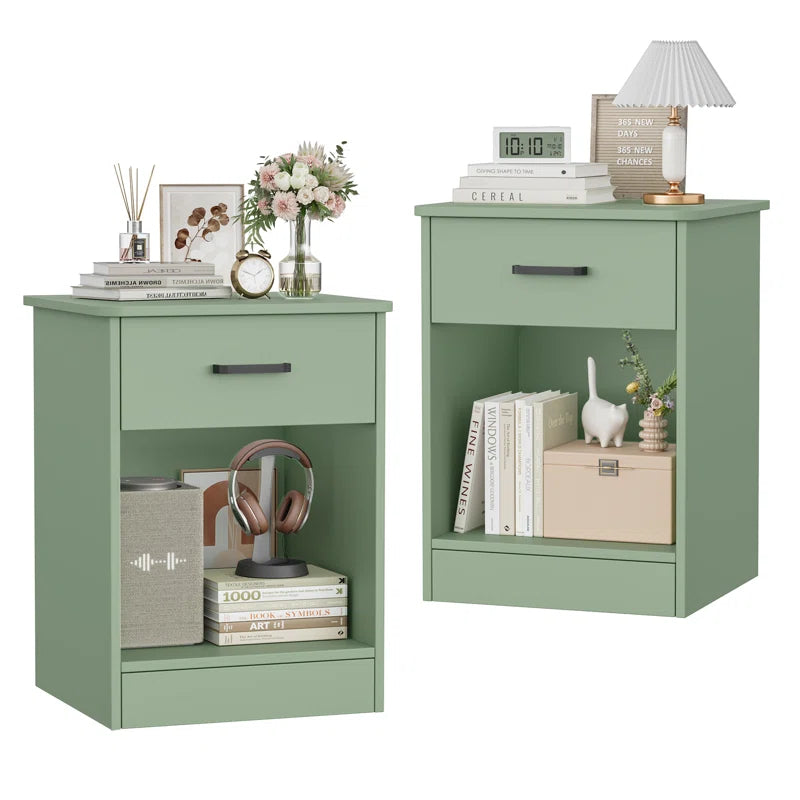 Ignacio 23.6" H 17.7" W Mid-Century Modern Wood Nightstand Sets, 1-Drawer with Storage