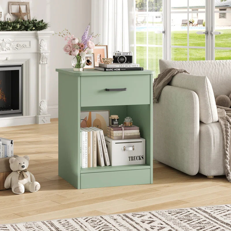 Ignacio 23.6" H 17.7" W Mid-Century Modern Wood Nightstand Sets, 1-Drawer with Storage