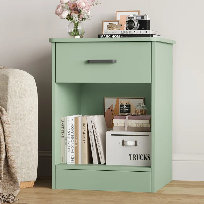 Ignacio 23.6" H 17.7" W Mid-Century Modern Wood Nightstand Sets, 1-Drawer with Storage