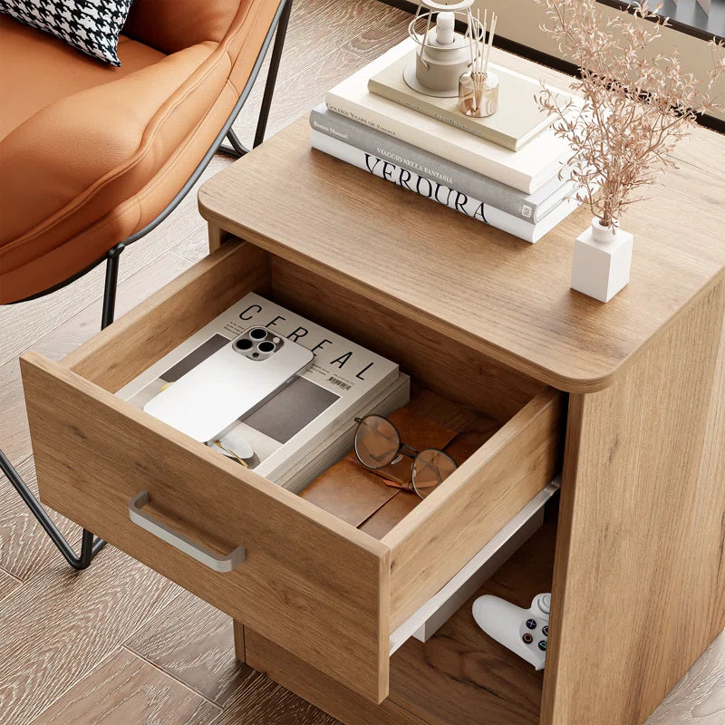 Ignacio 23.6" H 17.7" W Mid-Century Modern Wood Nightstand Sets, 1-Drawer with Storage