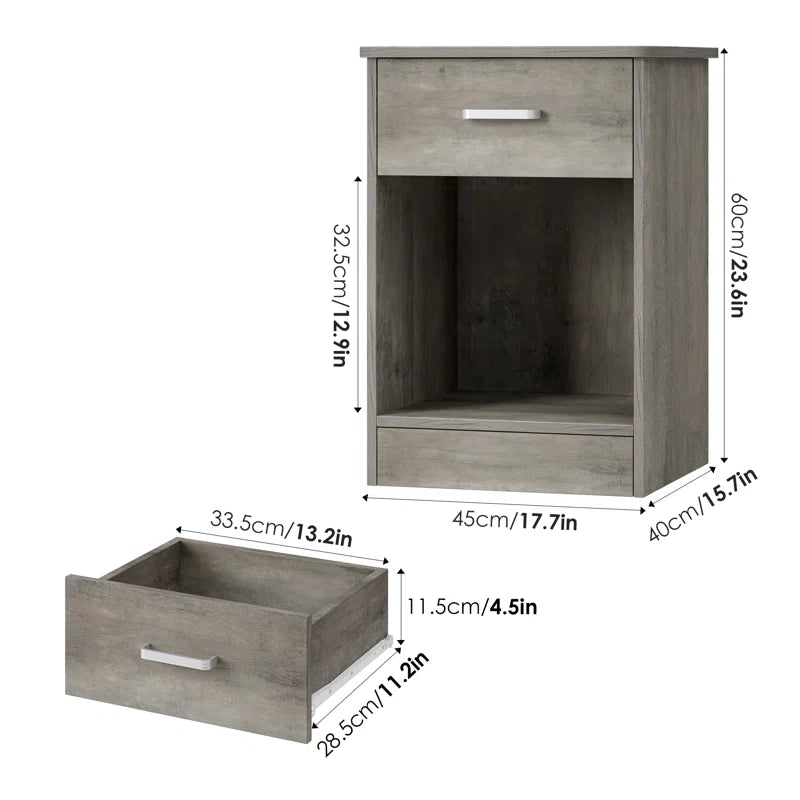 Ignacio 23.6" H 17.7" W Mid-Century Modern Wood Nightstand Sets, 1-Drawer with Storage